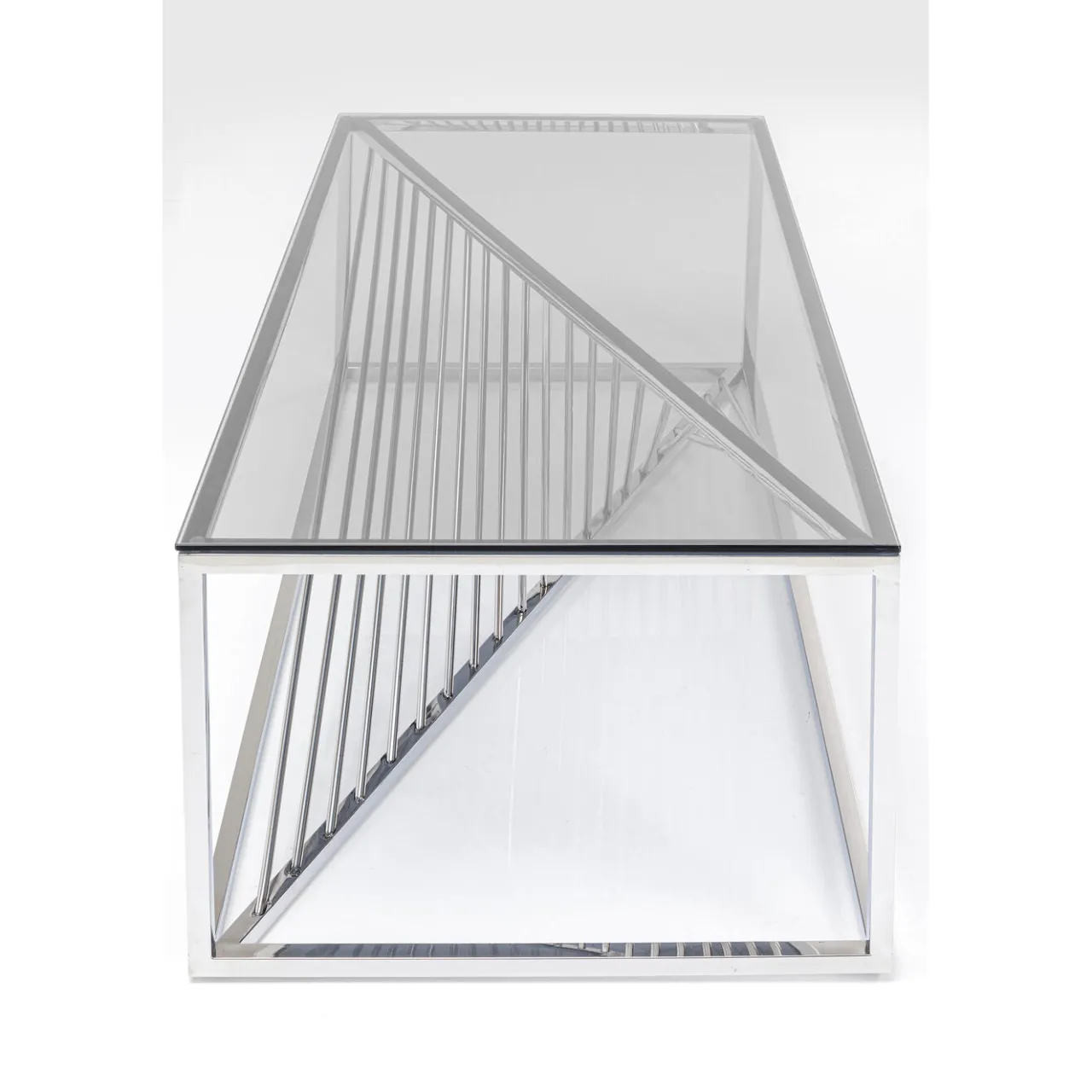KARE Design Table Basse Laser Argente-Verre Clair 120X60Cm New