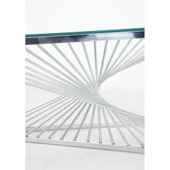 KARE Design Table Basse Laser Argente-Verre Clair 120X60Cm New