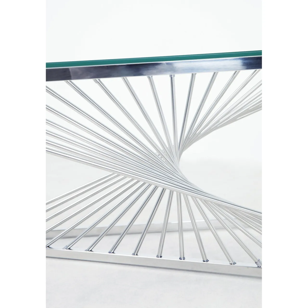 KARE Design Table Basse Laser Argente-Verre Clair 120X60Cm New
