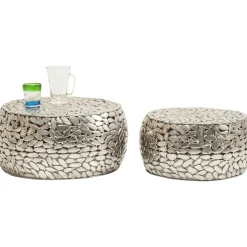 KARE Design Table Basse Pebbles Deluxe Argente (Jeu De 2) Discount