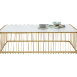 KARE Design Table Basse Wire Verre Marbre Blanc 145X70Cm Discount