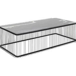 KARE Design Table Basse Wire Verre Marbre Noir 145X70Cm Clearance