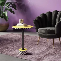 KARE Design Table D Appoint Domero Checkers Jaune O25Cm New