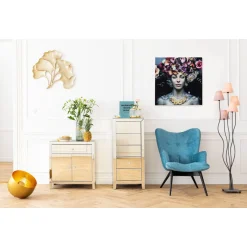 KARE Design Tableau En Verre Flower Art Lady 80X80Cm Outlet