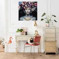 KARE Design Tableau En Verre Flower Art Lady 80X80Cm Outlet