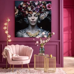 KARE Design Tableau En Verre Flower Art Lady 120X120Cm Hot
