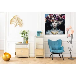 KARE Design Tableau En Verre Flower Art Lady 120X120Cm Hot