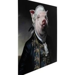 KARE Design Tableau En Verre Gentleman Pig 120X120 Hot