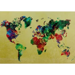 KARE Design Tableau En Verre Metallic Colourful Map 150X100Cm New