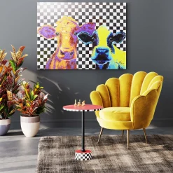 KARE Design Tableau Sur Toile Colorful Cows 120X90Cm Best