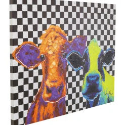 KARE Design Tableau Sur Toile Colorful Cows 120X90Cm Best