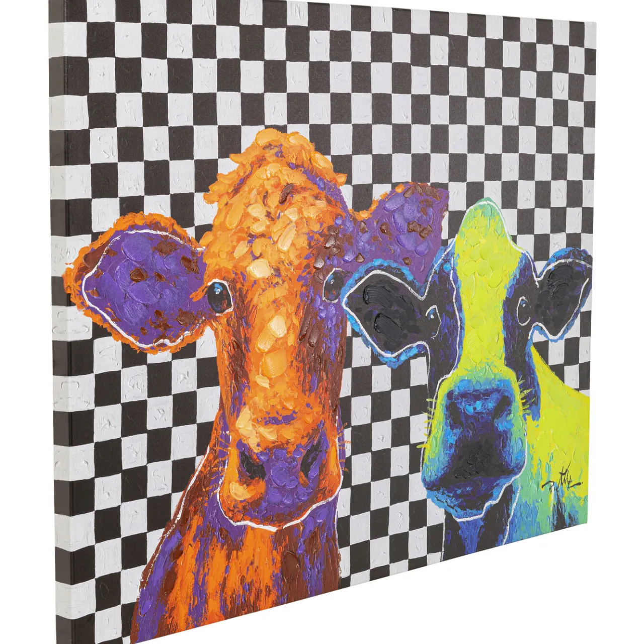 KARE Design Tableau Sur Toile Colorful Cows 120X90Cm Best
