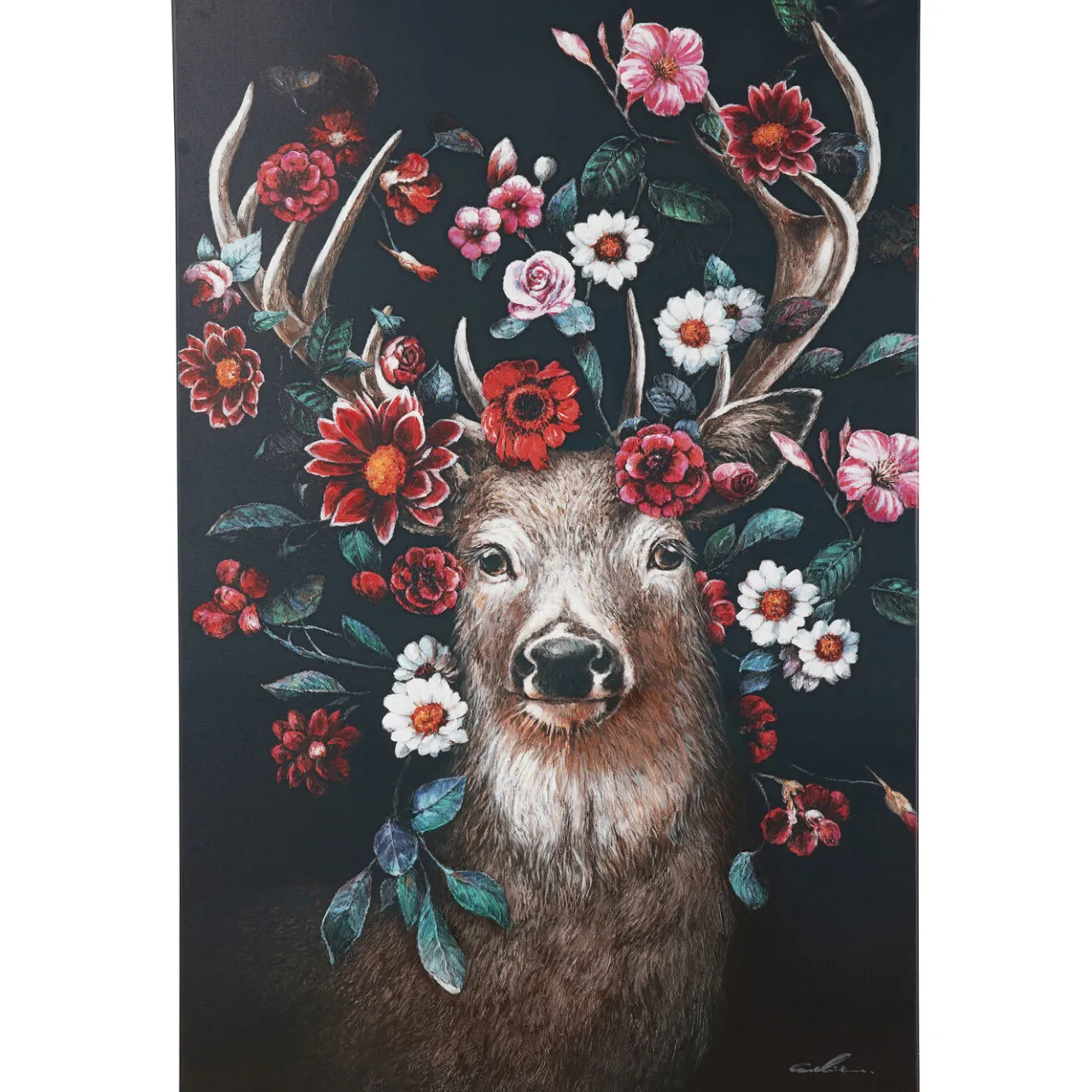 KARE Design Tableau Sur Toile Deer In Flower 90X140Cm Outlet