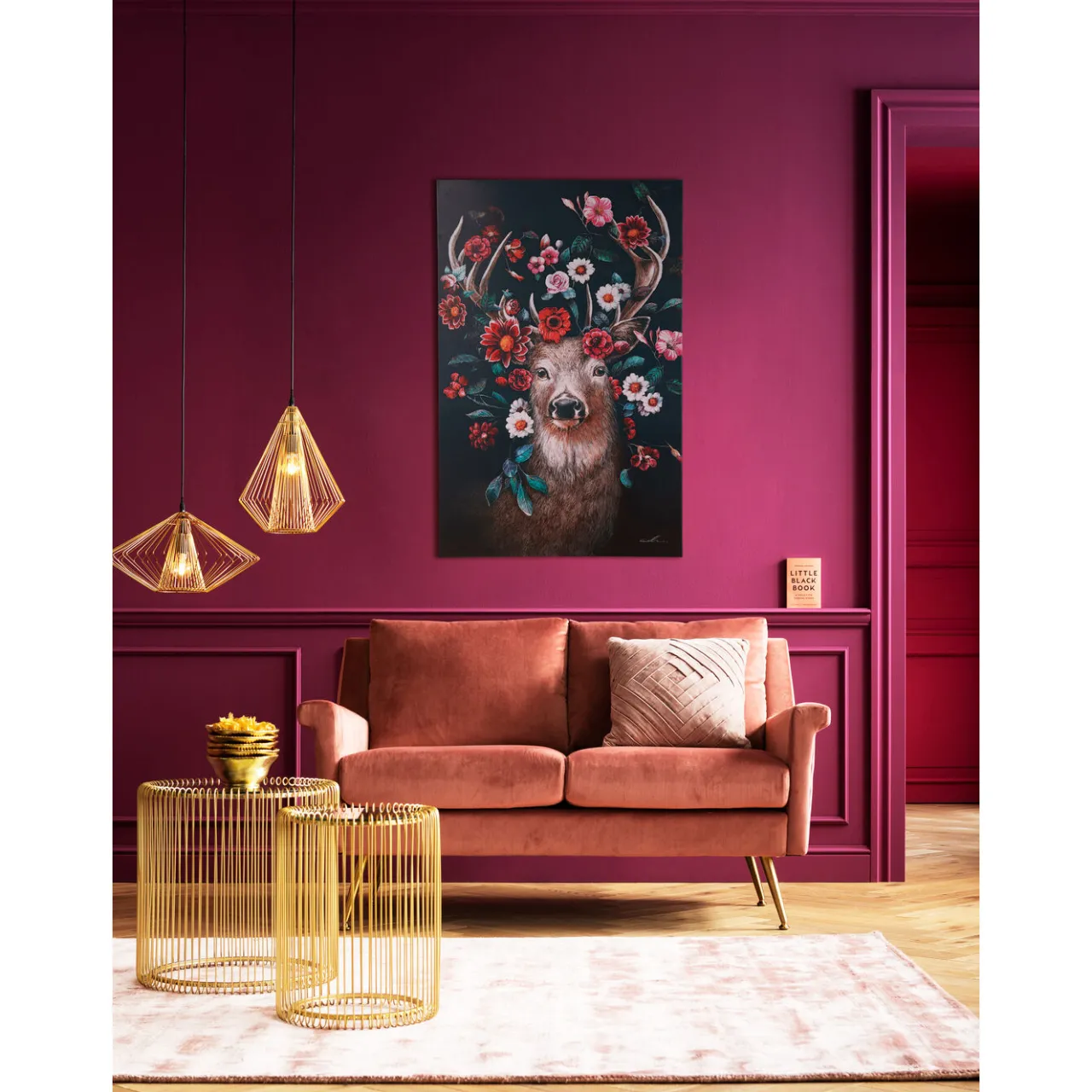 KARE Design Tableau Sur Toile Deer In Flower 90X140Cm Outlet