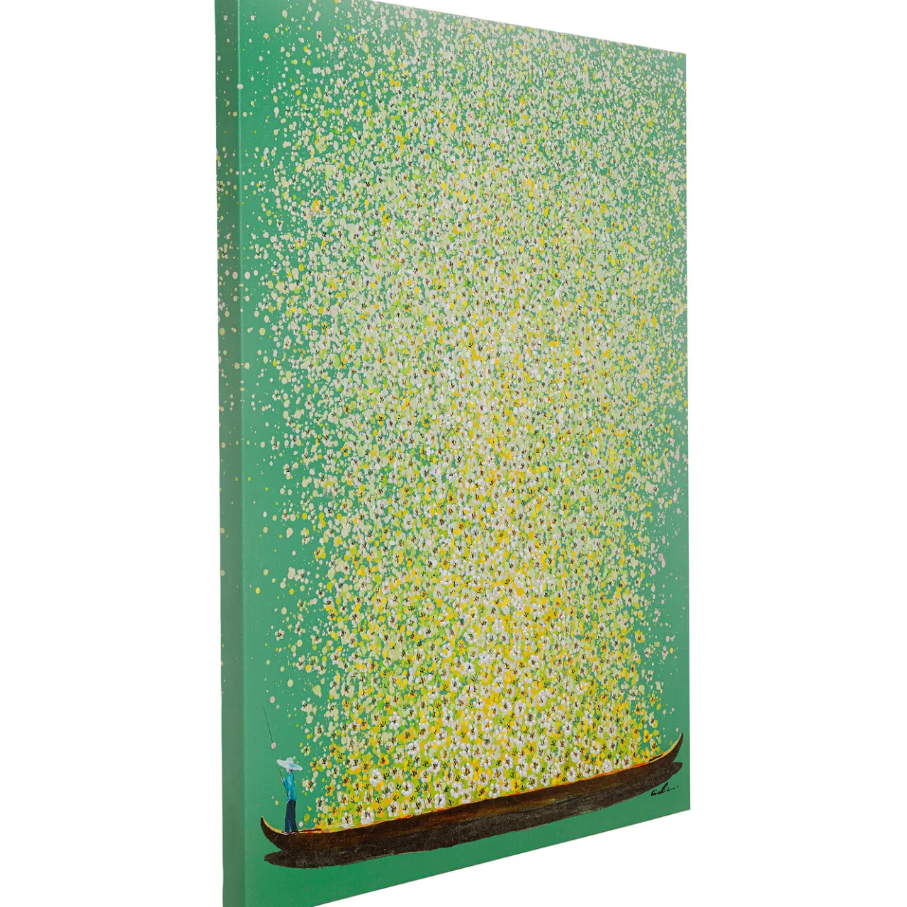 KARE Design Tableau Sur Toile Flower Boat Vert Jaune 80X100Cm Online