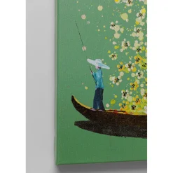 KARE Design Tableau Sur Toile Flower Boat Vert Jaune 80X100Cm Online