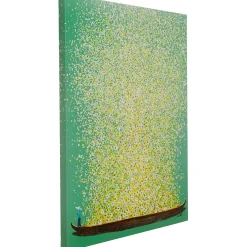 KARE Design Tableau Sur Toile Flower Boat Vert Jaune 80X100Cm New