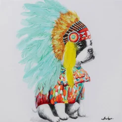 KARE Design Tableau Sur Toile Headdress Dog 80X80Cm Outlet
