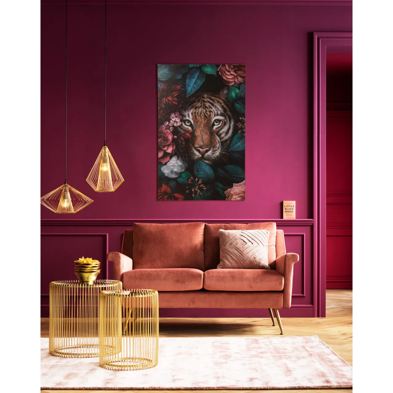 KARE Design Tableau Sur Toile Tiger In Flower 90X140Cm New