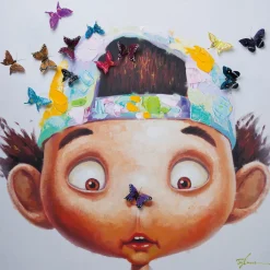 KARE Design Tableau Touched Boy With Butterflies 100X100Cm Outlet