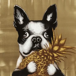 KARE Design Tableau Touched Dog With Pineapple 80X80Cm Hot