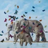 KARE Design Tableau Touched Elefants With Butterflies 120X120 Hot