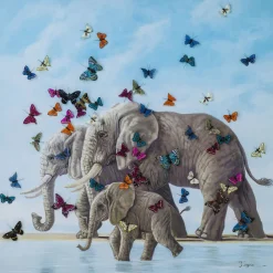 KARE Design Tableau Touched Elefants With Butterflies 120X120 Hot