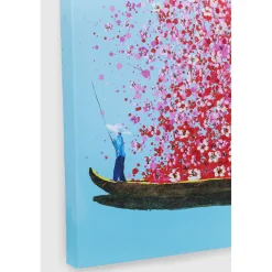 KARE Design Tableau Touched Flower Boat Bleu-Fuchsia 80X100Cm Sale