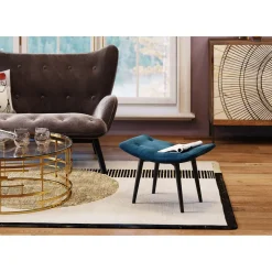KARE Design Tabouret Black Vicky Velours Bleu Petrole 59X37Cm Outlet