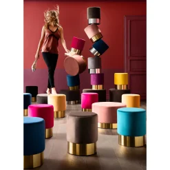 KARE Design Tabouret Cherry Bordeaux Laiton O35Cm Outlet
