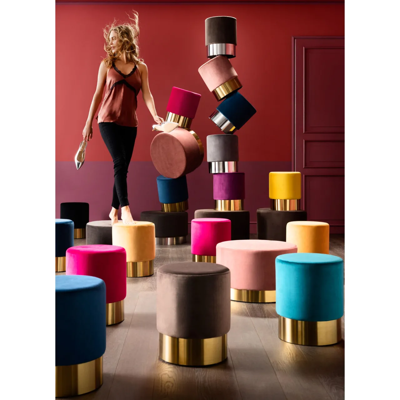 KARE Design Tabouret Cherry Gris Clair Silver O35Cm Discount